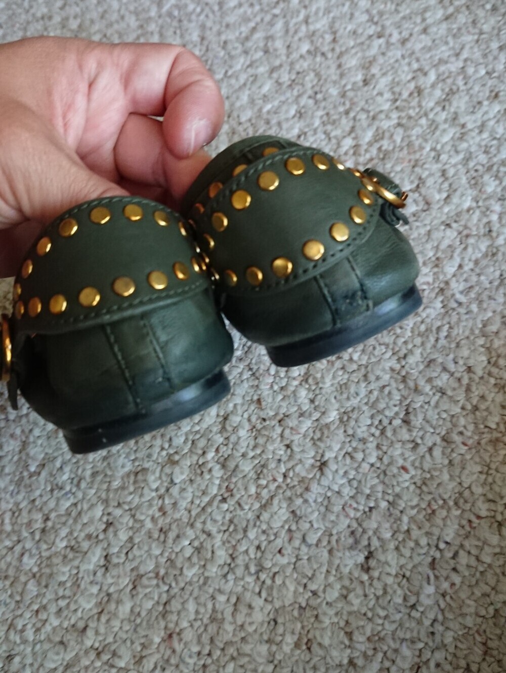 Tory Burch Holden gold tone Studded hunter green Ballet Flats size 7 - Picture 9 of 14